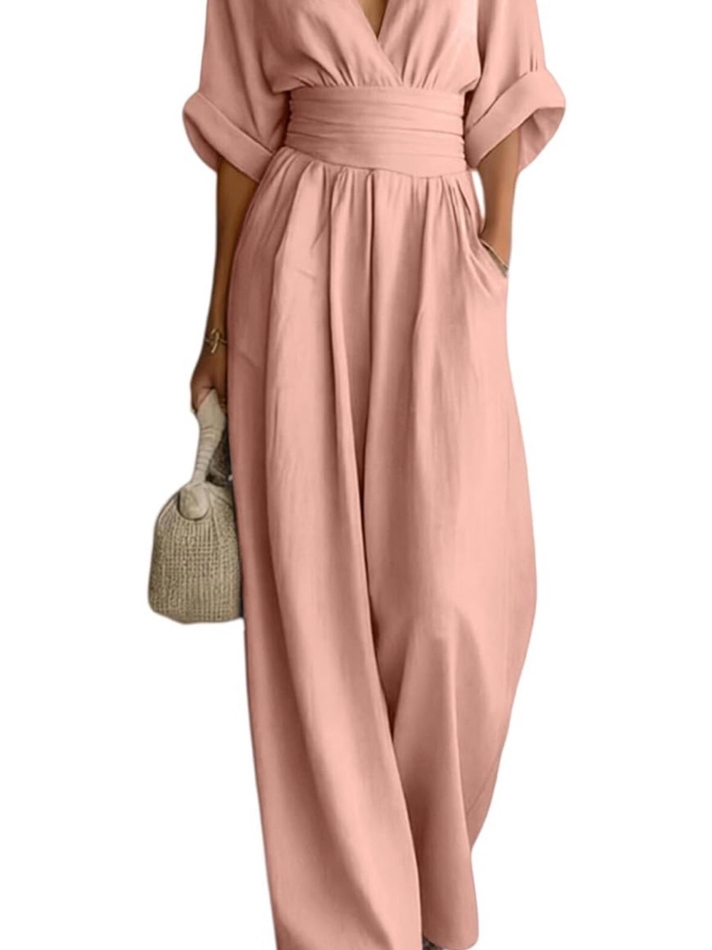 Source Unknown Pink Wide-Leg Jumpsuit